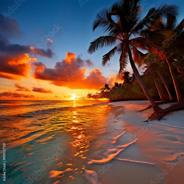 Fototapeta sunset on the beach