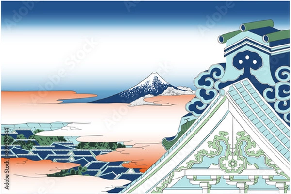 Fototapeta 浮世絵　富嶽三十六景　東都浅草本願寺のイメージイラスト2