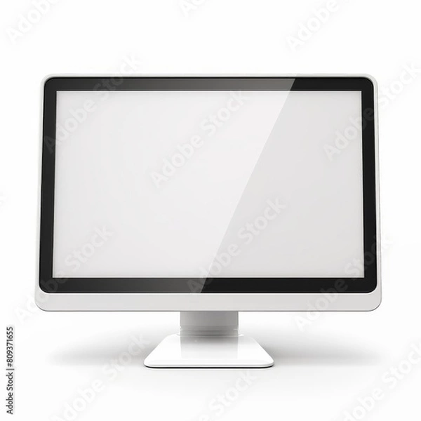 Fototapeta Sleek computer display, perfectly isolated on a pure white background, Ai Generated
