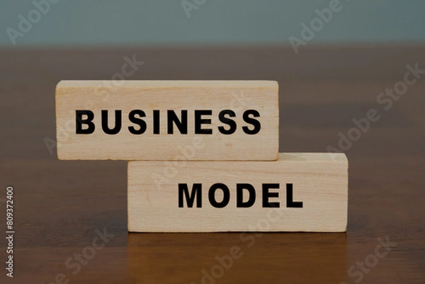 Fototapeta Business Model word on wooden blocks.
