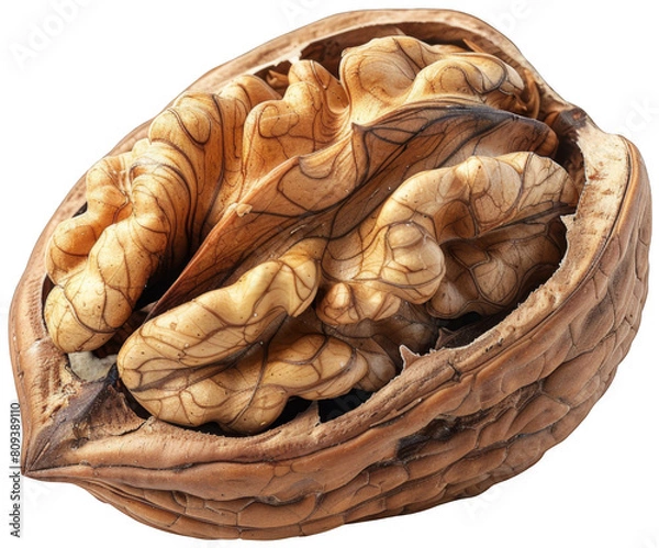 Fototapeta a walnut shell with a walnut kernel in it, transparent background png