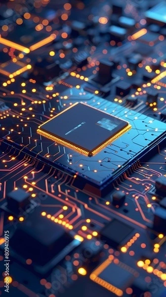 Fototapeta Working for Chiplets Technology image in the future, And hight tecnology. It is a 3D image from a real image.
