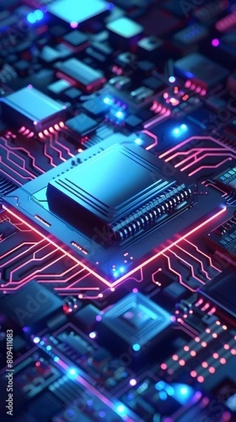Fototapeta Working for Chiplets Technology image in the future, And hight tecnology. It is a 3D image from a real image.
