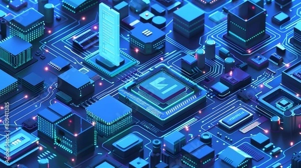 Fototapeta Working for Chiplets Technology image in the future, And hight tecnology. It is a 3D image from a real image.
