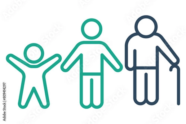 Obraz generation icon. children to old age. icon related to elderly. line icon style. old age element illustration