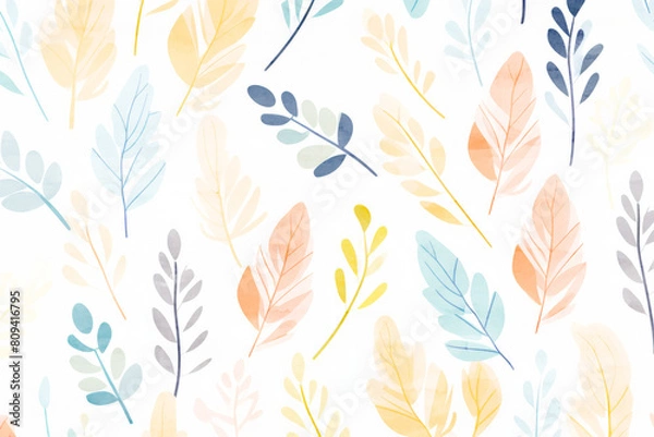 Fototapeta 植物柄　水彩背景