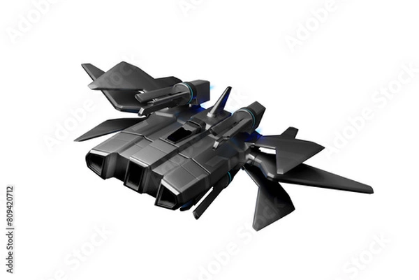 Fototapeta Futuristic spaceship, 3D illustration, not AI generated