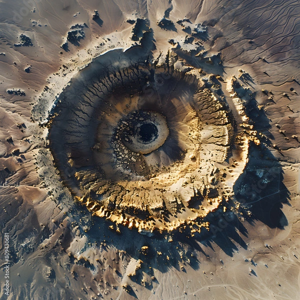 Fototapeta Top view of a crater in the ground 