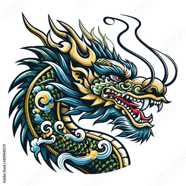 Fototapeta oriental dragon head vector