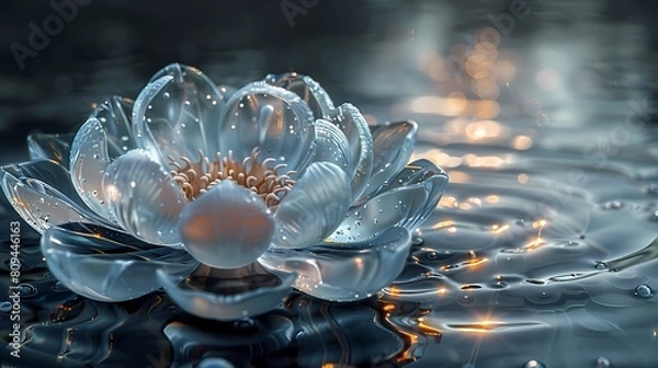 Obraz Glass water surface flower lotus abstract graphic poster web page PPT background