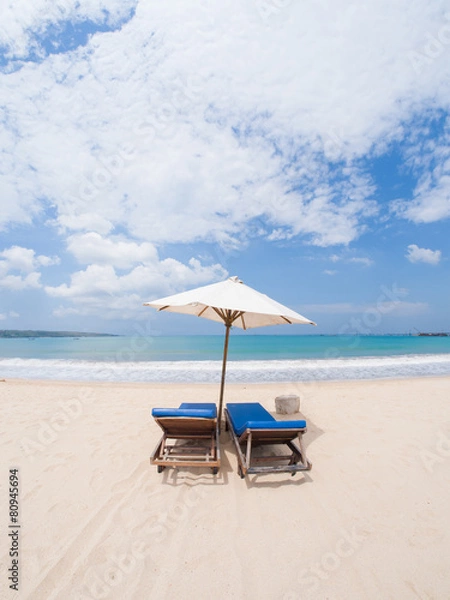 Fototapeta Sunbed on the beach