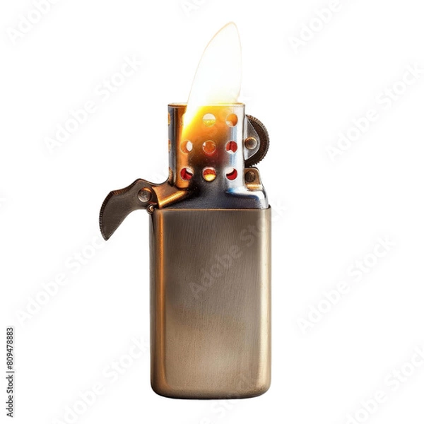 Obraz A silver metal lighter with a flame.