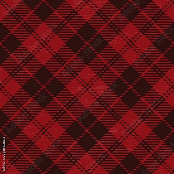 Fototapeta Czerwona krata w kratę grunge 1