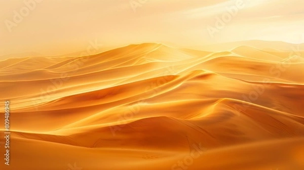 Obraz A blur of windswept sand dunes under a desert sunset, evoking adventure and mystery