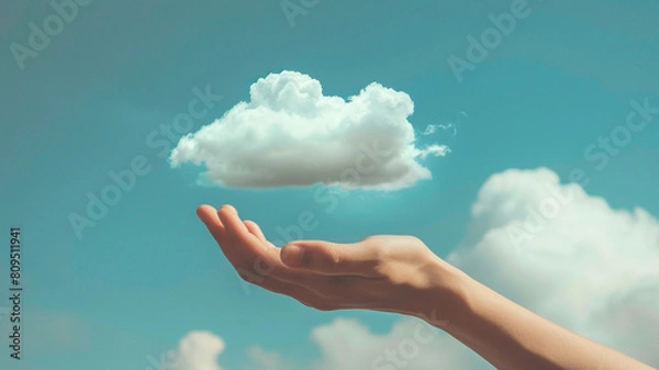 Obraz hand holding cloud