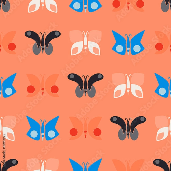 Fototapeta Seamless background with different butterflies