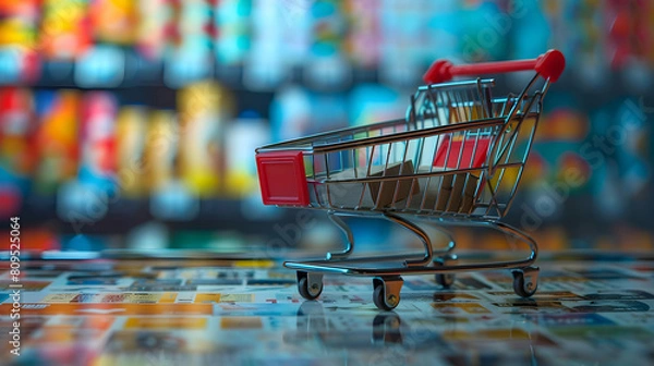 Fototapeta Photo realistic as E commerce Analyst Conducting Market Research concept as An e commerce analyst conducts market research to understand consumer trends and preferences informing p