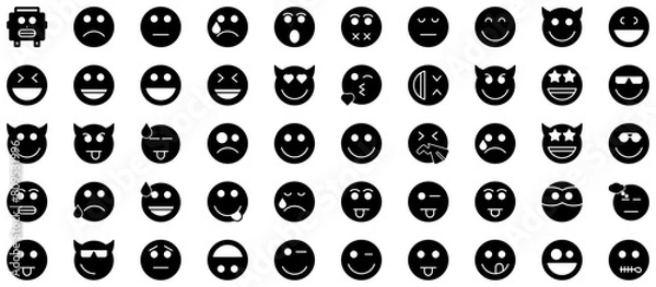 Fototapeta Cat Smiley Glyph Icon Smiley Face Emoji pictogram symbol visual illustration Set