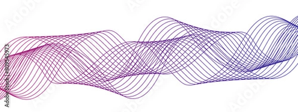 Fototapeta Abstract colorful modern stream wave line transparent background. Business curve lines in transparent background. Curved wavy lines tech futuristic motion background.