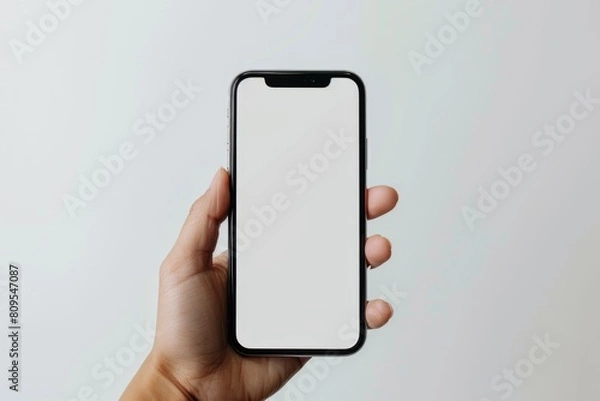 Fototapeta Blank Smartphone Mockup on Hand created with Generative AI