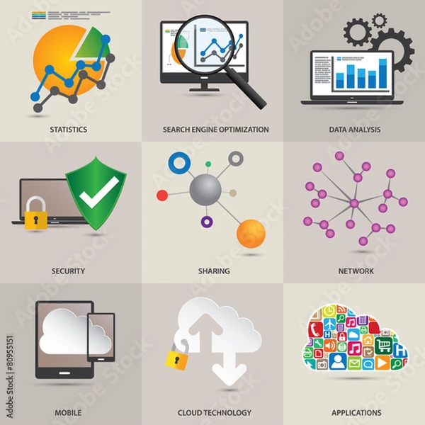 Obraz Technology concept icons