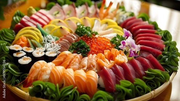 Fototapeta Immerse Yourself in the Rich Heritage of Sushi and Sashimi in Japanese Cuisine