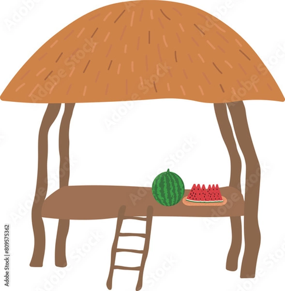 Obraz 오두막에 놓여진 수박