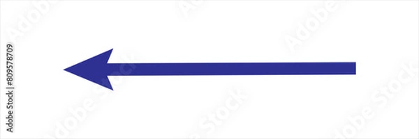 Fototapeta long blue flat design arrow pointing right icon vector illustration