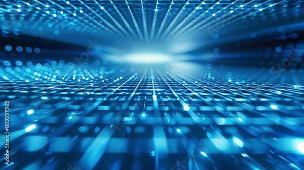 Fototapeta Lines form the background of the showroom scene with a sense of technological space