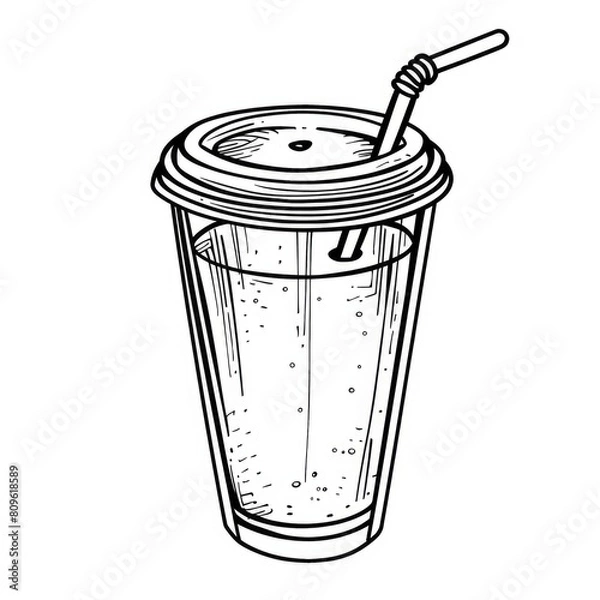 Fototapeta Refreshing Cold Drink in a Straw