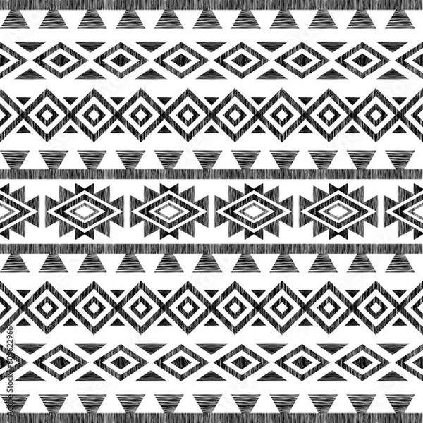 Fototapeta Seamless ethnic pattern. Handmade. Horizontal stripes. Vector illustration.