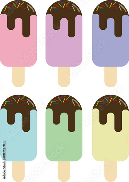 Obraz Chocolate ice cream illustration in pastel colors