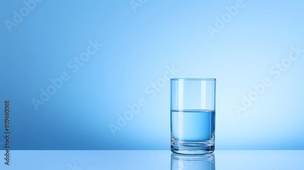 Obraz Water glass on blue background