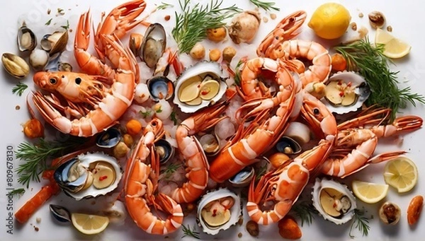 Obraz delicious food stir fried crispy prawns with cashew and sweet pepper served in a plate.