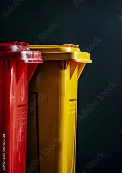 Obraz Separating baskets placed next to each other on a black background.