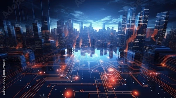 Fototapeta Technology high tech abstract background.