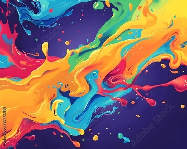 Fototapeta Vibrant Splash of Colors Forming a Striking Abstract Pattern on a Surface, Art