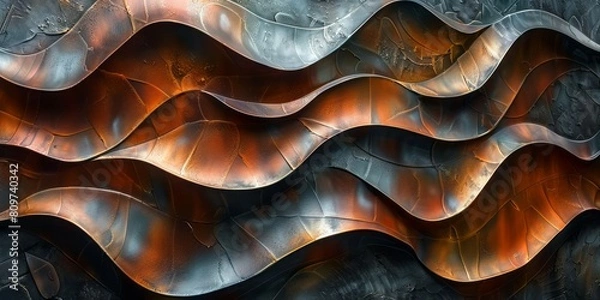 Fototapeta abstract metallic background with waves and holes.