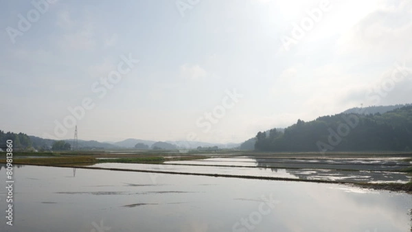 Obraz 里山の美しい田園風景