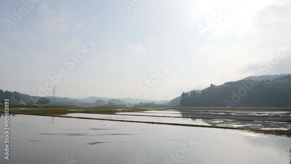 Obraz 里山の美しい田園風景