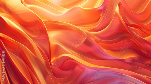 Fototapeta Multicolored smoke in black background, abstract fire background with smooth soft lines, Flow Light Abstract Colorful Waves Background, Gold Orange Decorative Wave Design Background
