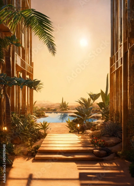 Obraz palm trees in the evening