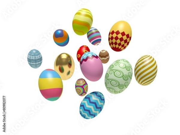 Fototapeta Colorful Easter eggs. 3d render illustration.
