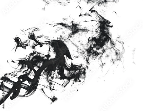 Obraz Billowing white smoke against a dark background