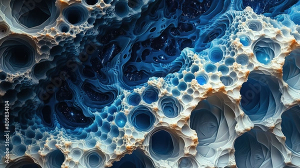 Fototapeta Scientific inquiry with a mesmerizing background adorned with abstract hexagonal molecular structures.