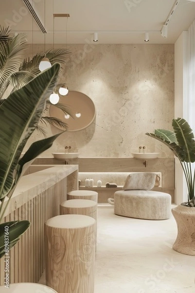 Obraz Interior of a bright and modern beauty salon generated AI