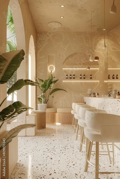 Obraz Interior of a bright and modern beauty salon generated AI