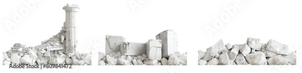 Obraz Set of seamless ancient ruins on png background 