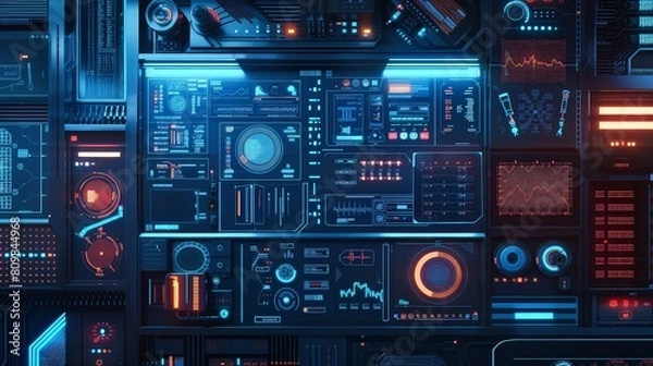 Fototapeta Array of Electronic Devices in a Room