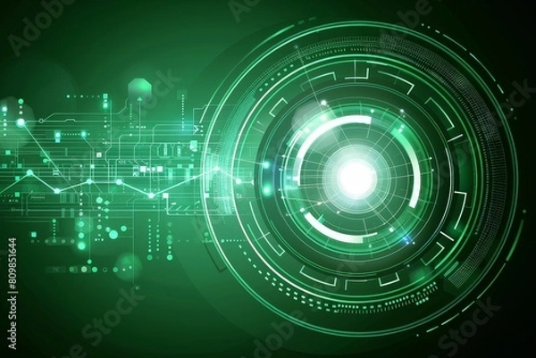 Obraz Circular Green and Black Tech Background Design